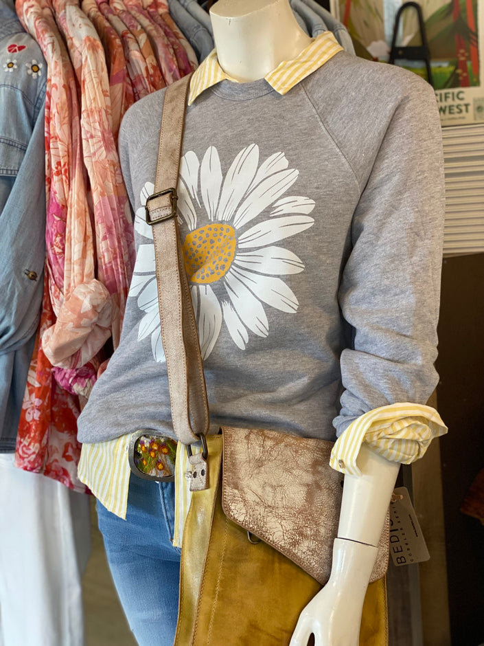 Blooming Daisy Graphic Sweatshirt  athletic grey