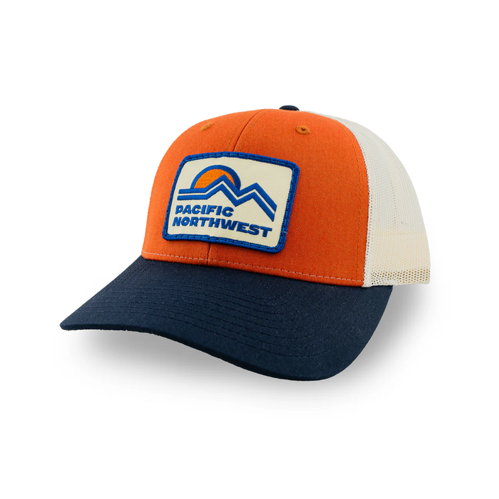 NW Vibes Oxford Trucker Hat Dark Orange & Navy