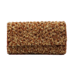 Basket Weave Beaded Clutch Bag - Coffe Brown