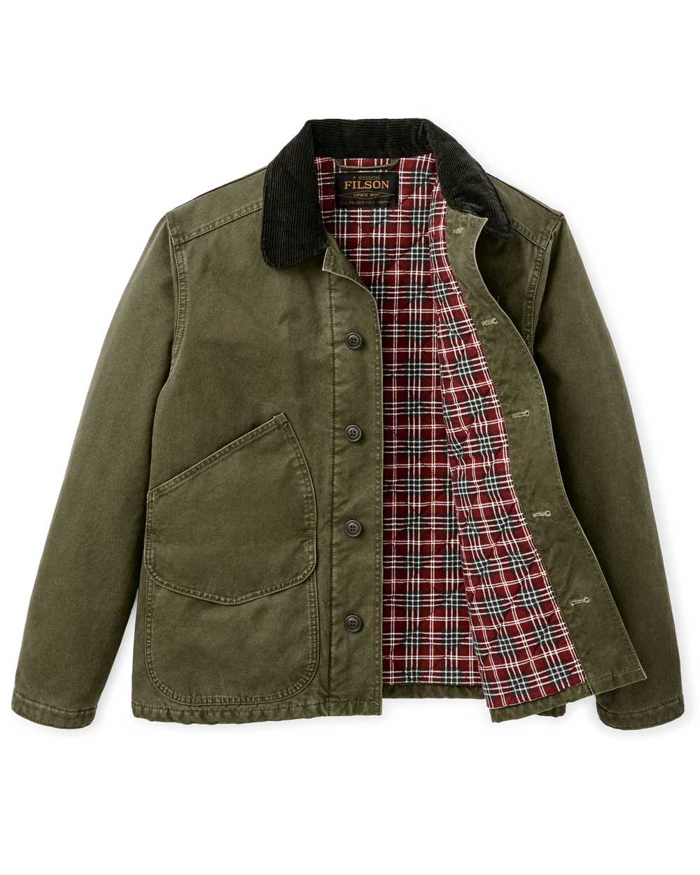 insulated canvas outfitter jacket, dark olive-lining
