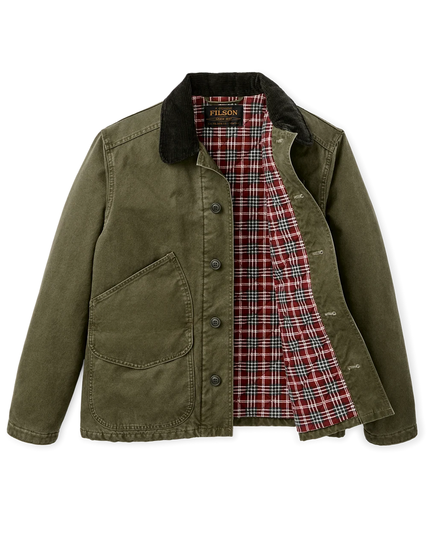 insulated canvas outfitter jacket, dark olive-lining