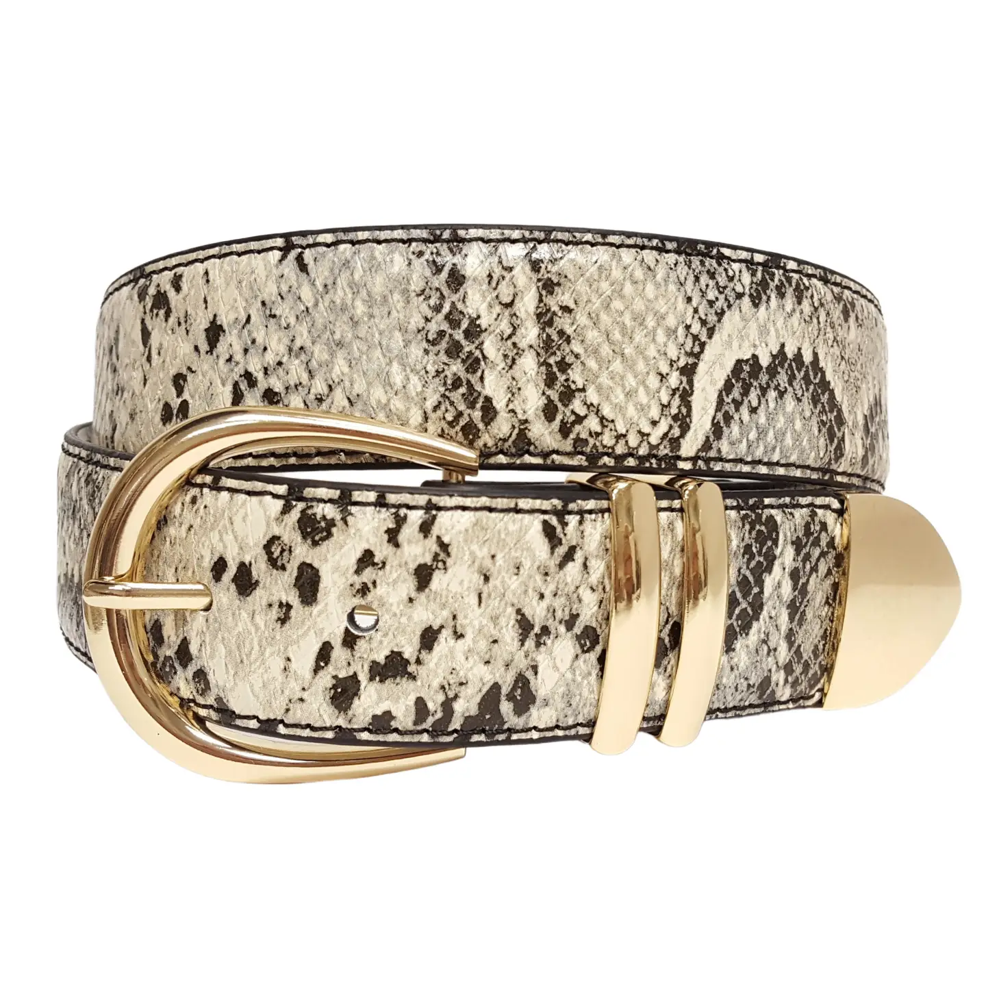 Snake Print with Shiny Gold Buckle Set