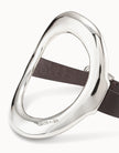 Sterling silver-plated bracelet, large central oval with buckle clasps | SIZE Medium