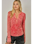 Washed Thermal Henley Top