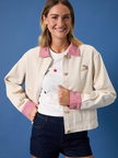 Jacket with Gingham Trim and Dog EMB