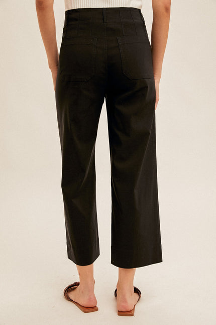 4 Way Stretch Wide Leg Pants black back