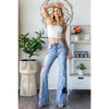 WASHED FLOWER EMBROIDERY DENIM PANTS