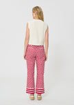 Gill vest ecru cotton, ecru/red-back