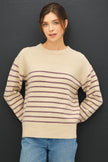 Wool Blend Striped Sweater Accents