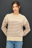 Wool Blend Striped Sweater Accents
