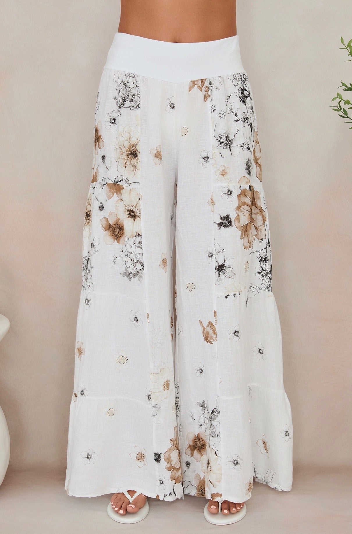 Garden Floral Linen Tiered Pant