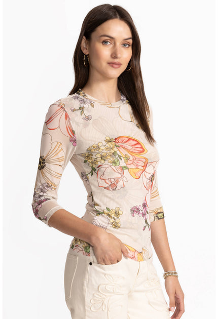 KAIA MESH TEE rosabelia front/side