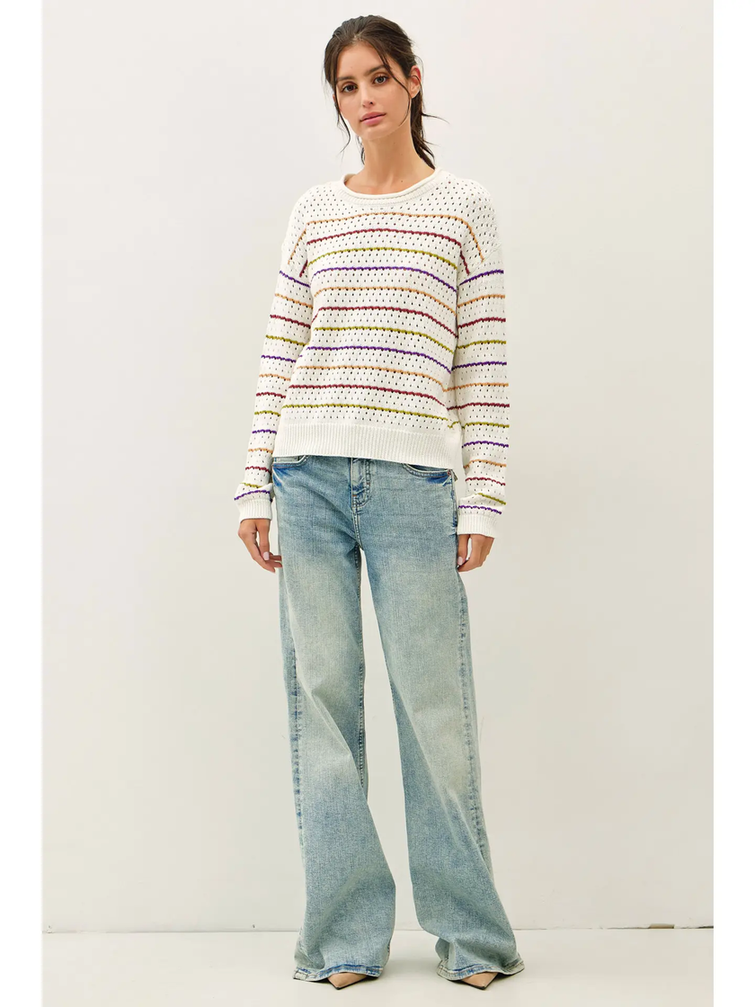 Multicolored Stripes Crochet Sweater