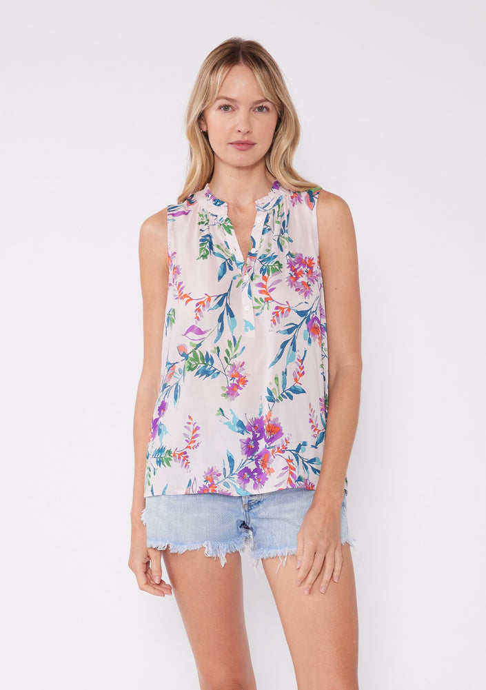 Vibrant Floral BTTN Front Sleeveless Top