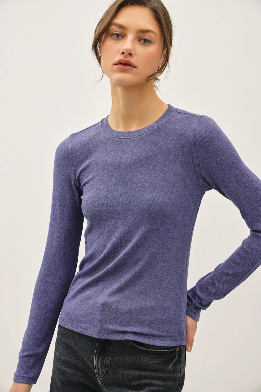 Ultra Soft Ribbed Classic Crewneck Long Sleeve skipper blue