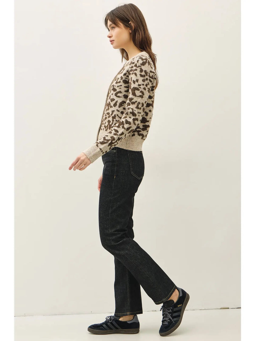 Lila Leopard Knit Cardigan, mocha-side