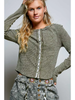 Vintage Solid Metal Button Down Thermal Top