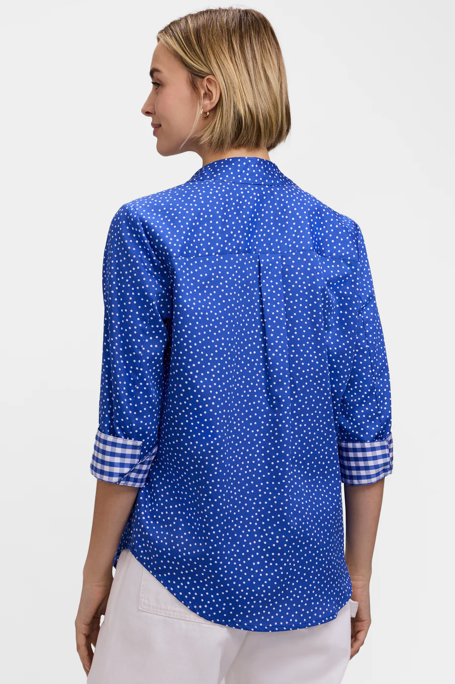 The Margie 3/4 Sleeve Shirt blue white back