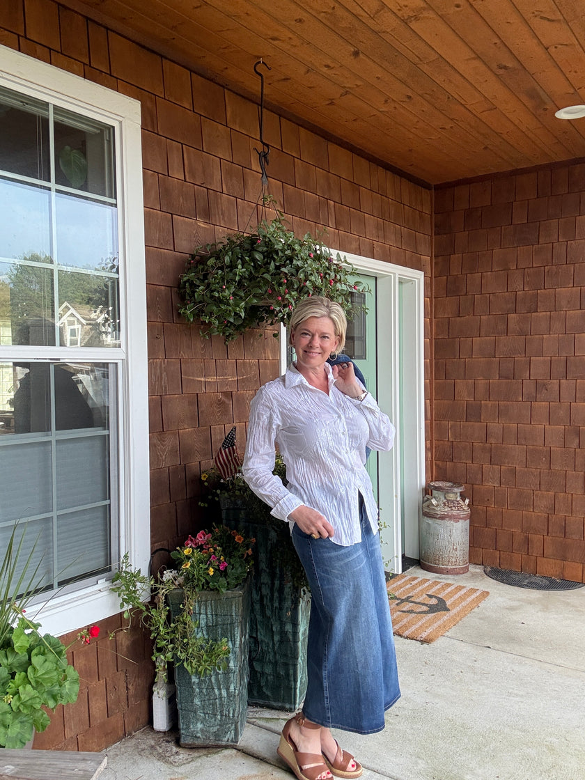 Martinique Embroidered Button Down Shirt front