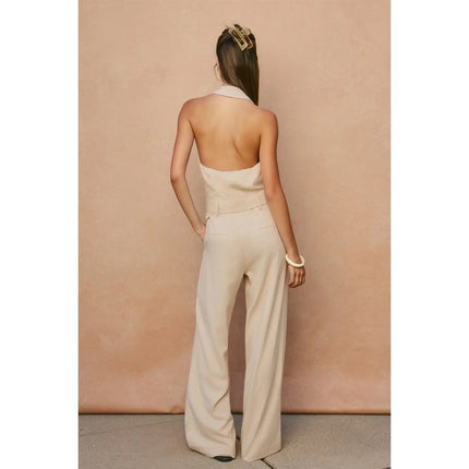 Heaven Sent Button Down Sash Belt Jumpsuit back