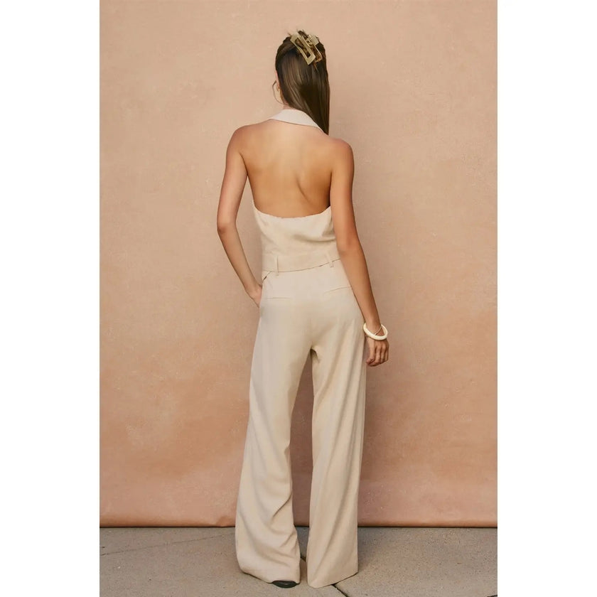 Heaven Sent Button Down Sash Belt Jumpsuit back