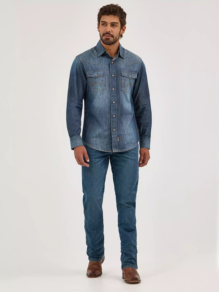 Mens Wrangler Retro Denim Shirt front