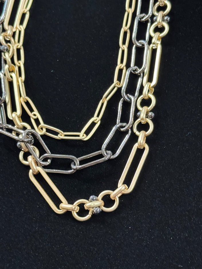 Three Strand Mixed Metal Chain Necklace nw 25 146