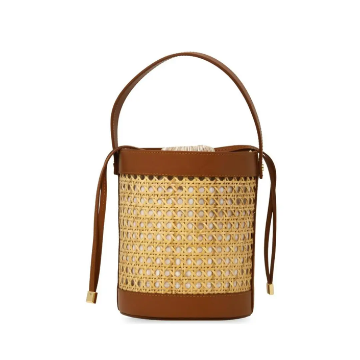 Genuine Italian Leather Bucket Bag, camel