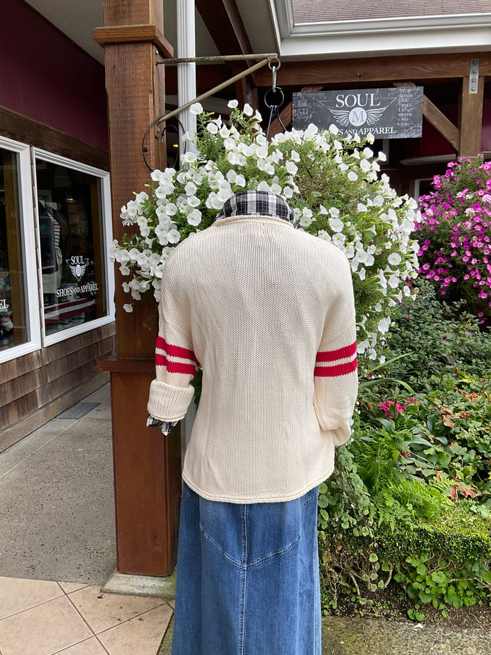 Good Boy Arm Stripe Sweater ivory back