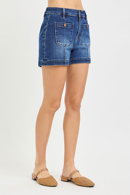 High Rise Patch Pocket Shorts front