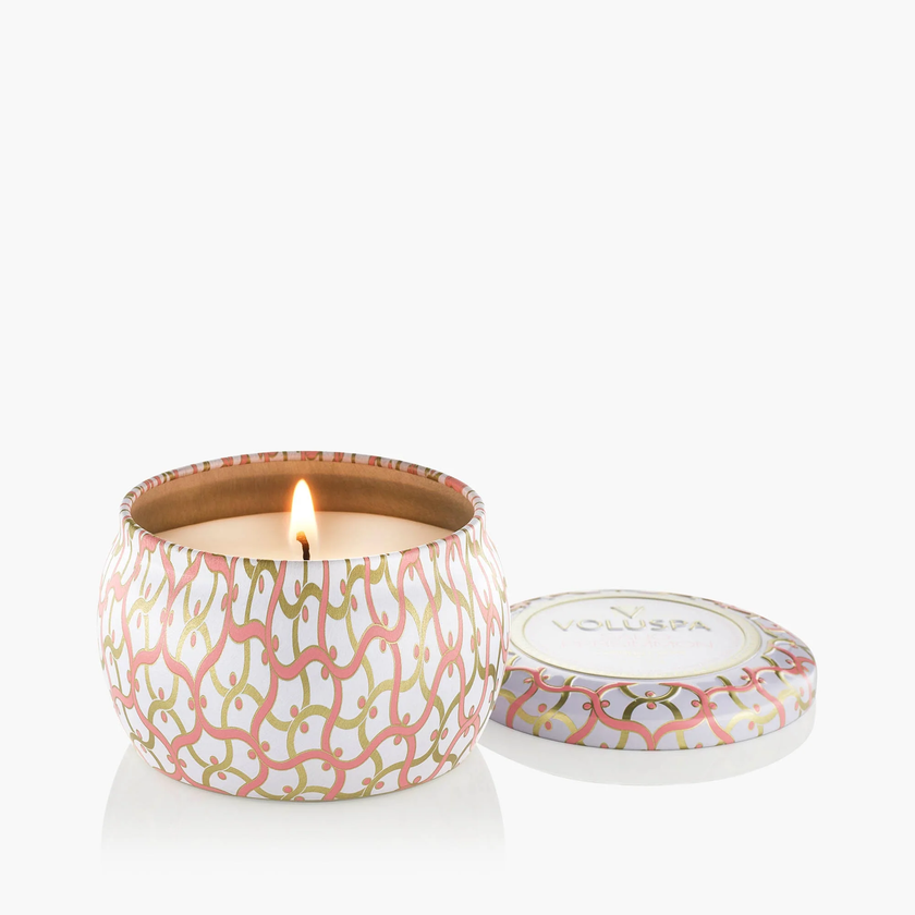 Saijo Persimmon Mini Tin Candle lit