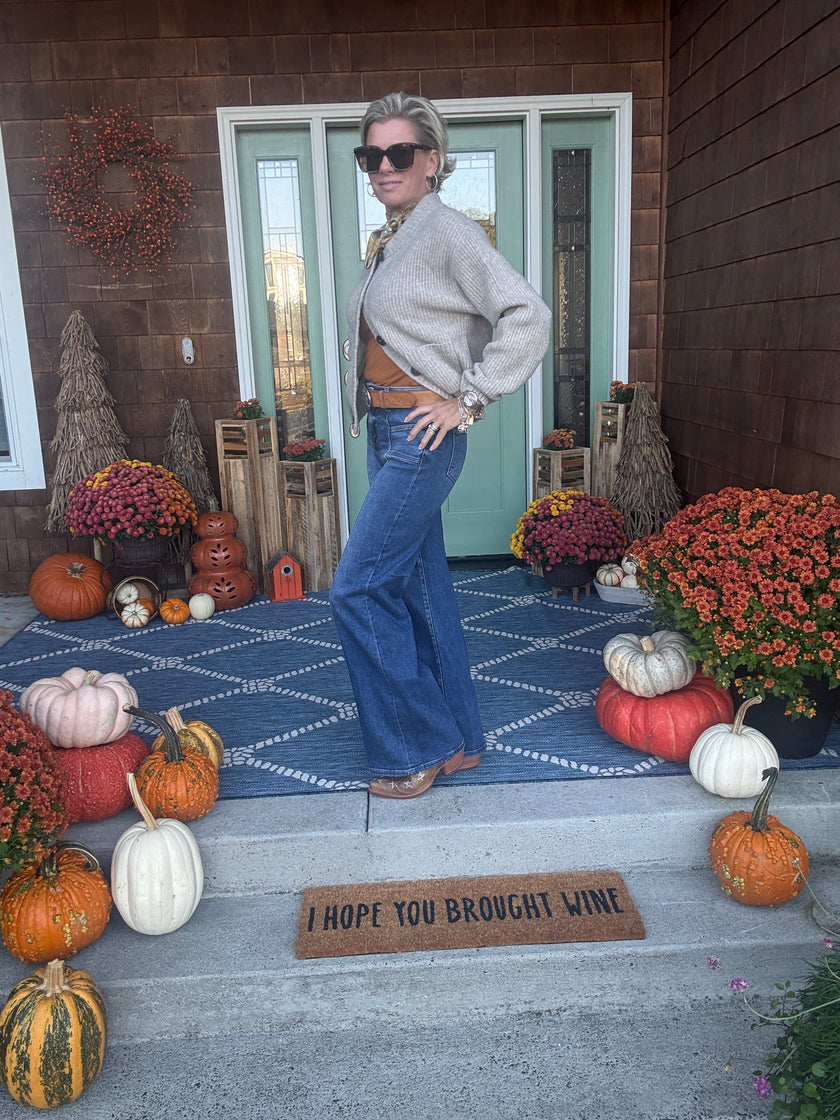 Dionne Crew Neck Sweater Cardigan taupe side