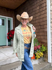 Herringbone Cargo Jacket W Peace Sign