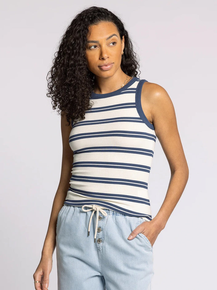 Ellen Tank indigo white