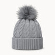 Cable Knit Pom Beanie-Gray