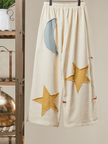Sun Moon Star Patch Wide Pants, cream-back