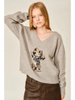 Dog Graphic V-Neck Sweater