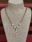 CZ stirrups w/pearls Gold Chain NW-24-67