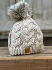 Cable Knit Pom Hat Cream