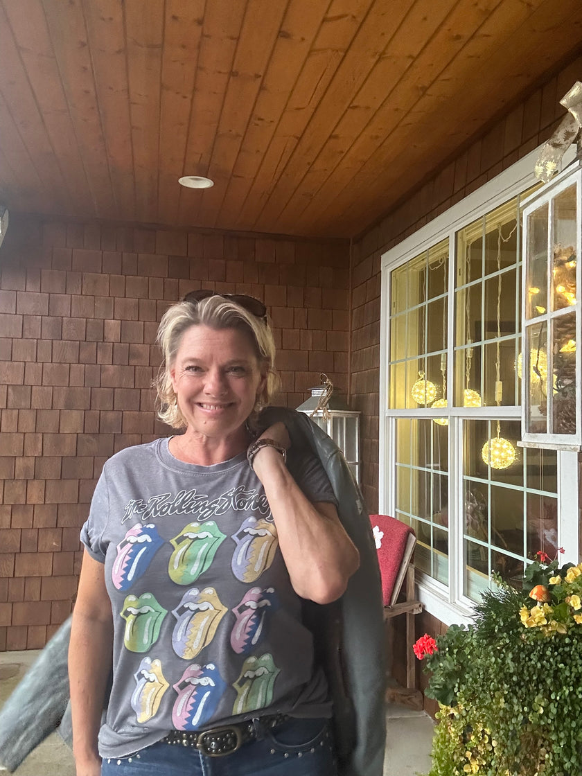 Recycled Karma The Rolling Stones Burn Out Tee | Steel Grey front