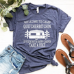 Welcome to Camp Quitcherbitchin T-shirt blue front