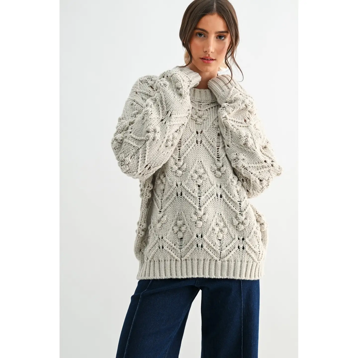 Textured Knit Crewneck Sweater