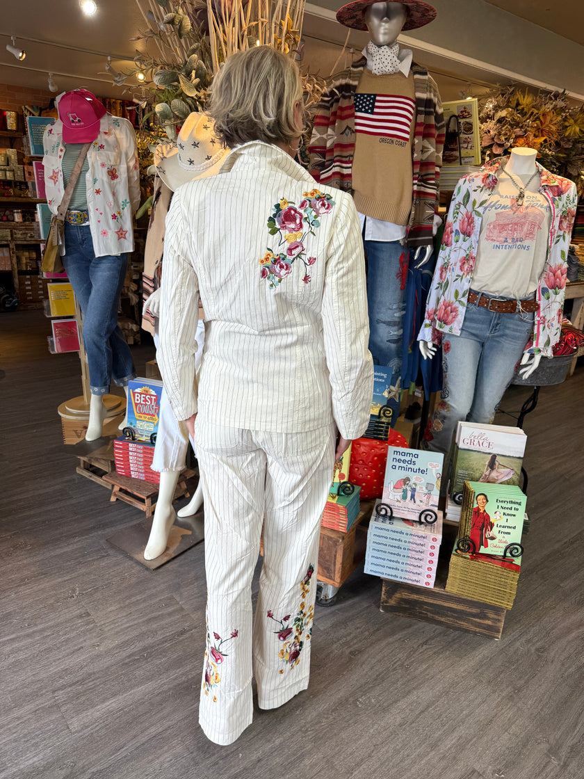  Stripe embroidered Blazer back