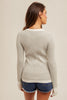 Rita Two-Tone Knit Henley Top grey back