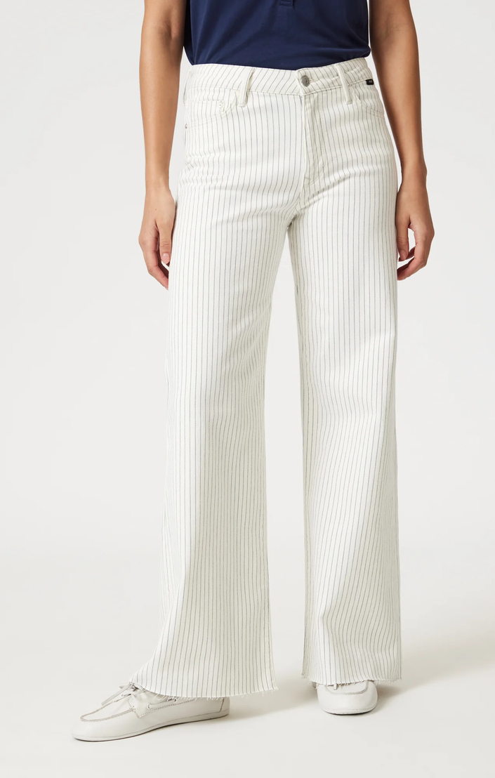 PALOMA MID RISE Off-white Stripe DENIM front close up