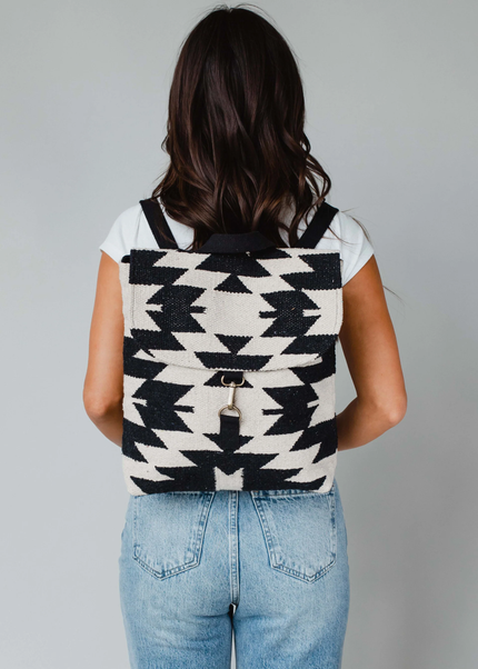Cream & Black Aztec Backpack front