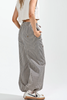 Elastic Waist VIntage Washed Stripe Pants latte back/side