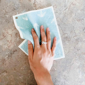 Papaya Reusable Paper Towel Baby Blue in use