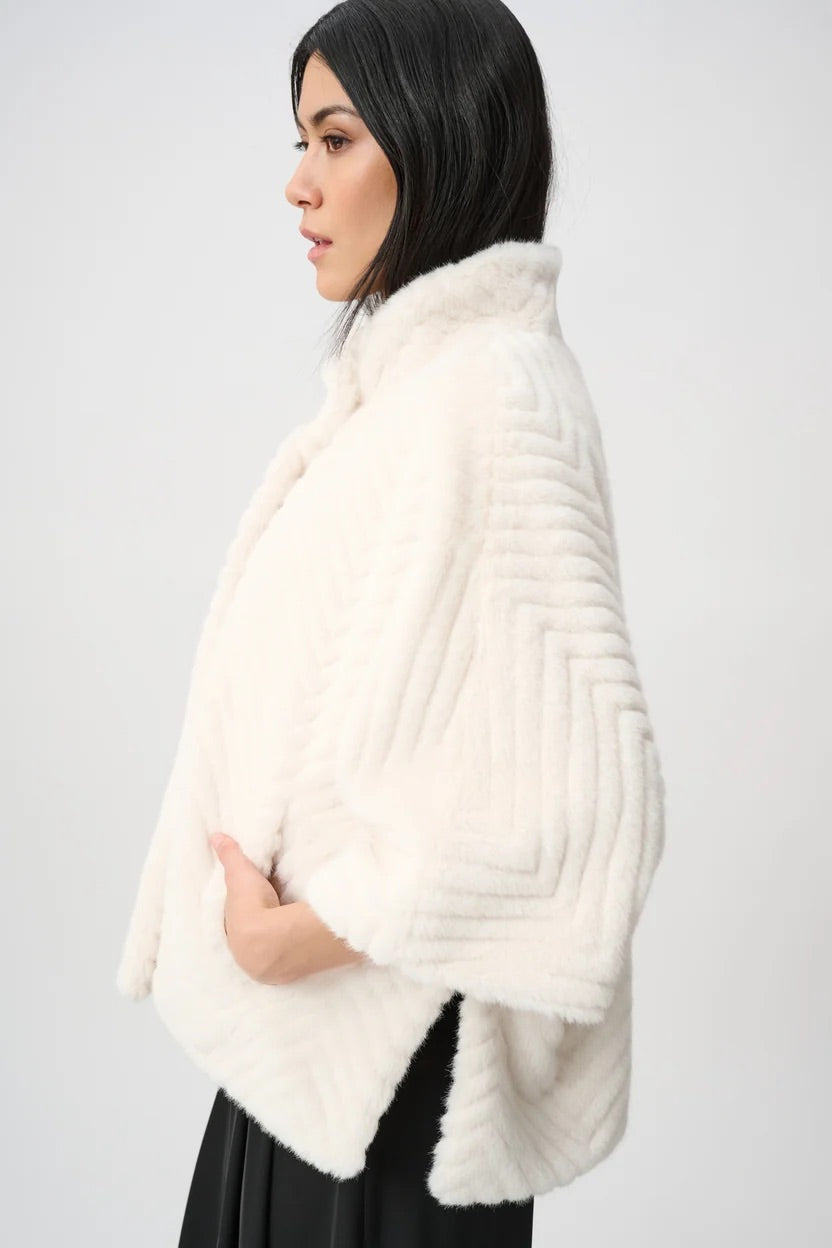 Felicity Faux Fur Cape Jacket, cream-side