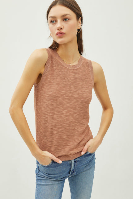 Mindy Sleeveless Round Neck Slip Knit clay